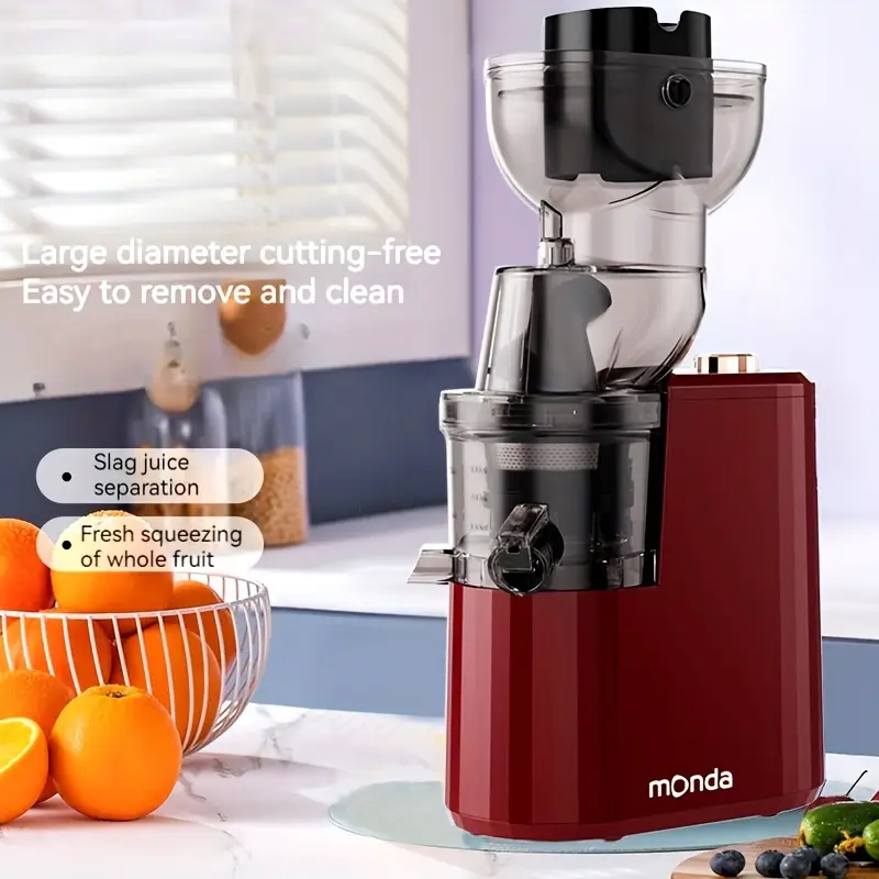 عصارة فواكه كهربائية تعمل بالضغط على البارد، عصارة خضار بطيئة بقدرة 300 واط للكرفس والجزر مع فتحة واسعة كبيرة وكوب عصير 800 مل، سهلة التنظيف