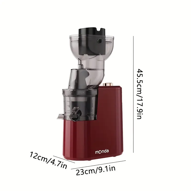 عصارة فواكه كهربائية تعمل بالضغط على البارد، عصارة خضار بطيئة بقدرة 300 واط للكرفس والجزر مع فتحة واسعة كبيرة وكوب عصير 800 مل، سهلة التنظيف