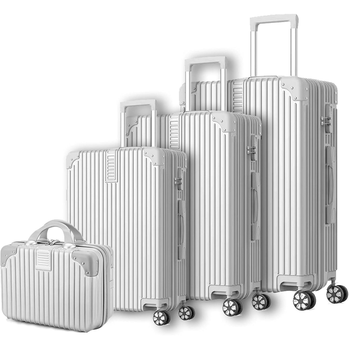طقم حقائب السفر الصلب 4 قطع (14/20/24/28 بوصة) بعجلات دوّارة° 360