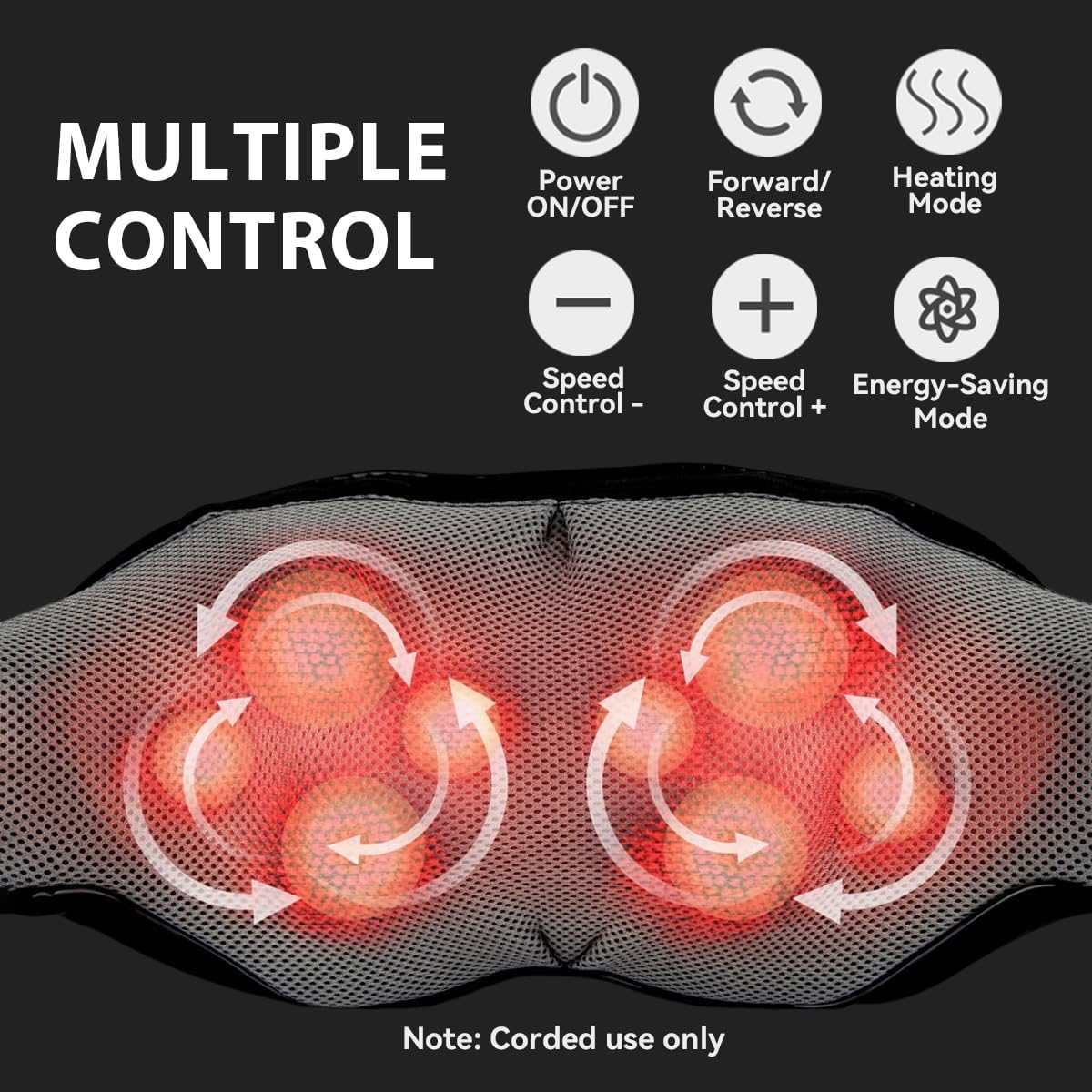 مدلك الرقبة والكتفين شياتسو بستة أزرار مع وظيفة التدفئة